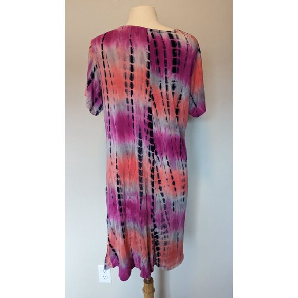 Tie-Dye Short Sleeve Dress With Pockets Medium - Picture 4 of 4